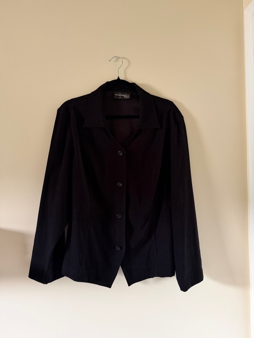 Requirements Black Button-Front Velvet Women's Jacket